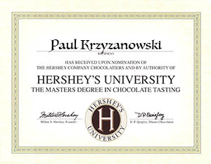 Paul's Hershey's University diploma